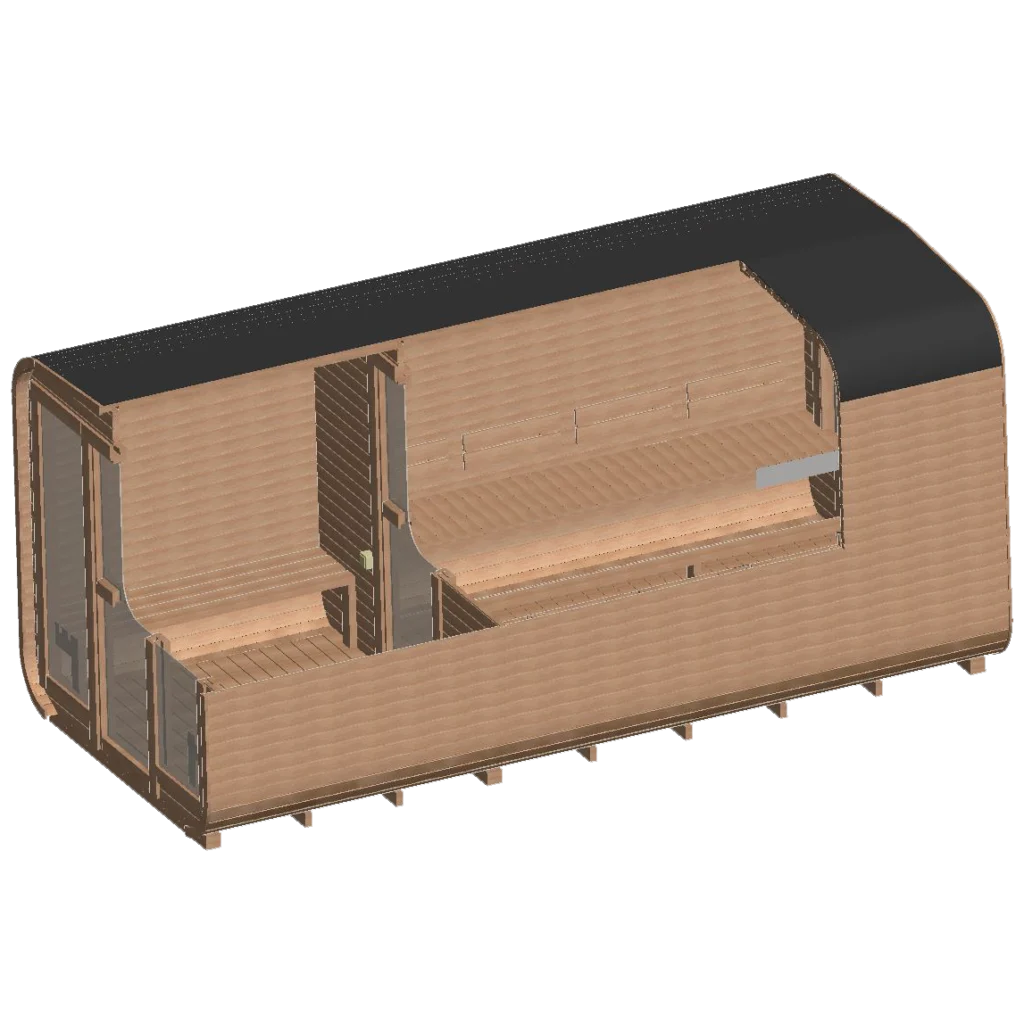 Skizze des Sauna Modells Cube 5M